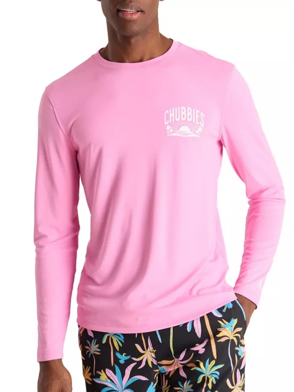 Chubbies Men's Pink N' Proud Sun Crewneck rash guard swim active resort size S